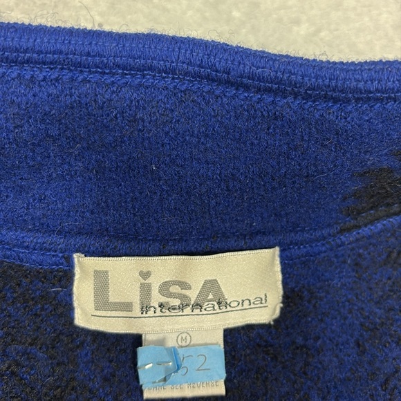 Lisa International Royal Blue Vest with Black horse Pattern boiled wool vest med - Picture 5 of 6